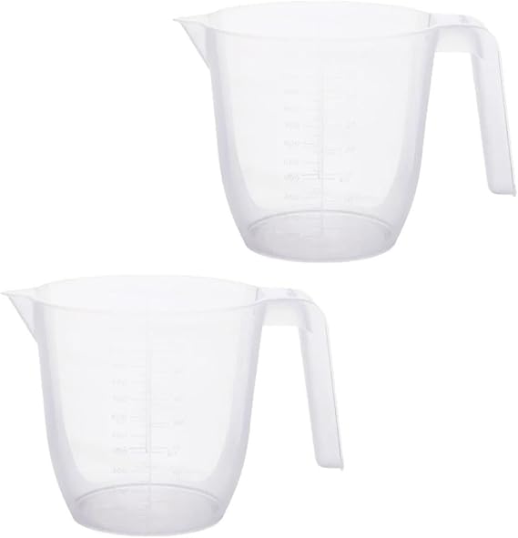2X Large 2L Measuring Jugs 2 Litre per Jug, Handle Embossed Ideal Non-Toxic BPA-Free Measuring Scales for Kitchen Wham Food Baking Preparation, Water or Gravy Food Safe (Pack of 2)