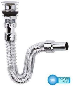 Krom Basmali Sİfon - KÖrÜklÜ Sİfon - Lavabo Mutfak Sİfonu - Bas Stoplu
