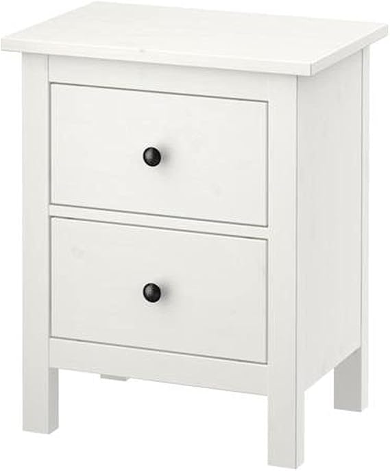 IKEA HEMNES Chest of Drawers with 2 Drawers in White Stained Solid Wood 54 x 66 cm