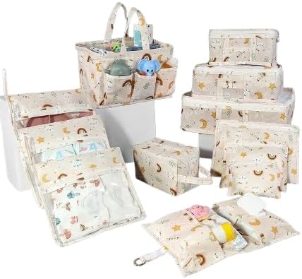Meleni Baby 12'li Newborn Hospital Exit Set - Mother Baby Care Bottom Opening Bag - Suitcase Organizer