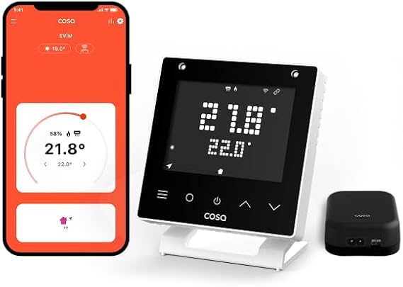 Cosa Akıllı Oda Termostatı v5, Wi-Fi Kablosuz Kombi ve Klima Kontrolü, Beyaz