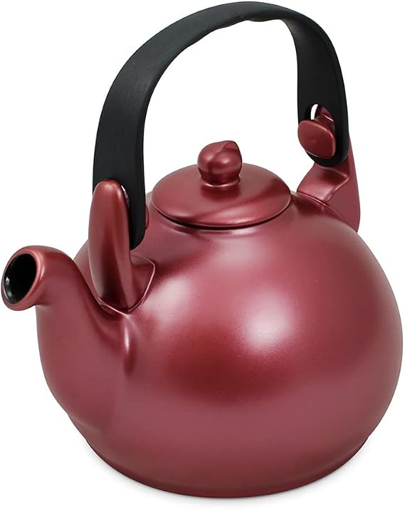 Ceramic Kettle Teapot "Colonial" in Retro Style, Volume 1700 ml, Rose Gold Color for Gas Electric Hobs