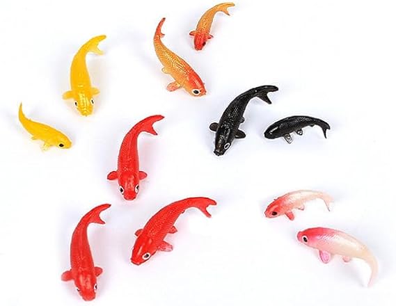 Mini Koi Fish 10 Pcs Goldfish Figurines Miniature Tiny Carps Garden Supplies, Plastic Fish Figures Small Goldfish Miniature Carp Ornament Garden Decor