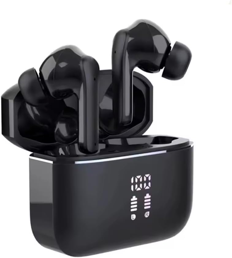 Wireless Earbuds, Bluetooth 5.3 Headphones, 2025 Wireless Earphones HiFi Stereo Sound with ENC Mic, Sport Headsets in Ear EarHooks for Running, 40H Dual LED Display, IP7, Black