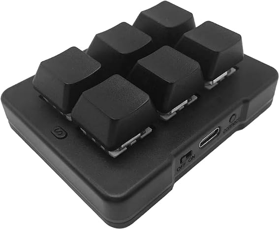 Docooler 6-Key Programmable Tri-mode 2.4G/BT/Wired Mechanical One Handed Keyboard Macro Pad for Gaming Office Work - Plug and Play PS