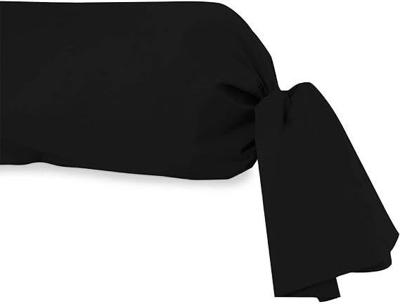 Soleil d'ocre, Cylindrical Pillowcase, Cotton 57 Threads, Black, 45 x 185 cm