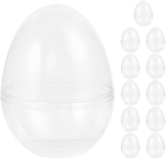 Pack of 12 Easter Eggs Transparent with Flat Base Fillable Ornaments for Easter Parties Candy Packaging Small