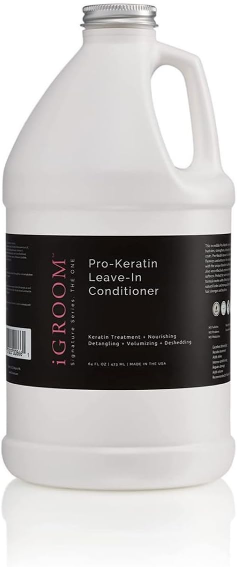 iGroom Pro-Keratin Leave-In Dog Conditioner - Keratin Conditioning Treatment for Dogs - Hydrates & Strengthens Damaged Coats - Detangles & Nourishes Coat - Non-Greasy Formula, 1.89L