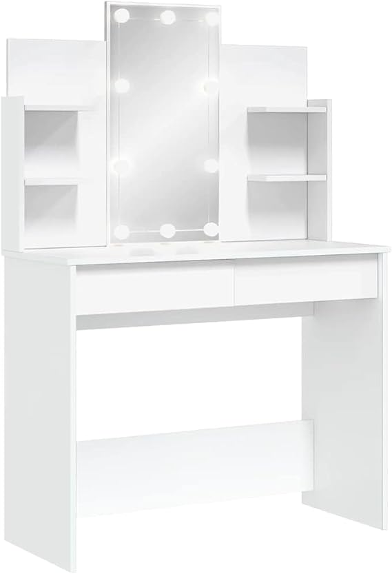 vidaXL Dressing Table with LED Lights White 96x40x142 cm