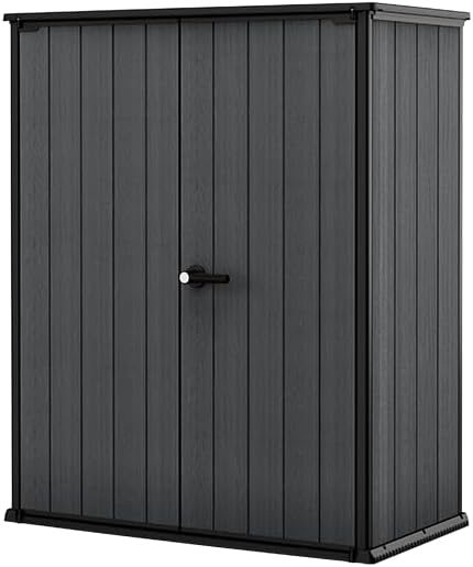 Keter Cortina Alto Aufbewahrungsbox Geräteschuppen 1400l Fassungsvermögen Außenmaße 140x736x1704cm Evotech Material Wasserdicht