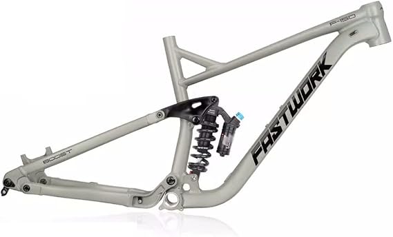 Downhill Suspension Frame 27.5er 29er Mountain Bike Frame 17"/19" Disc Brake Through Axle Boost MTB Frame XC/DH with Rear Shock Color : Light grey, Size : 29x19"