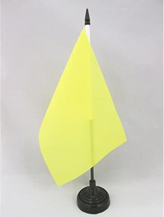 AZ FLAG Plain Yellow Table Flag 21x14 cm 100D Polyester Plastic Base
