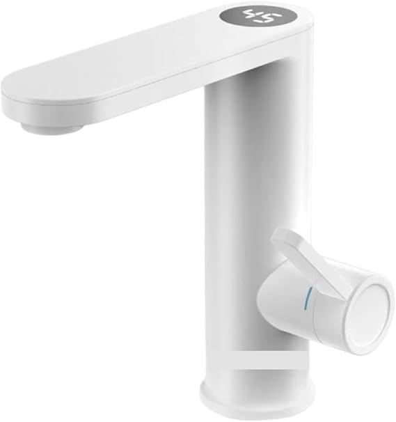 Electric Water Heater Hot Faucet 2in1 Basin Tap Tankless Geyser Instant for Home Fast Heating(Matte White)
