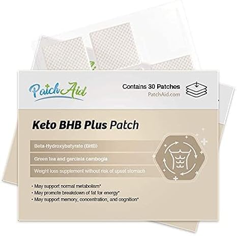 Patch Aid Keto BHB Plus - 30 Daily Topical Patches. 100% Natural & Vegan. Allergy & Filler Free. High Absorption and More bioavailable. Suitable for Sensitive stomachs & bariatric.…