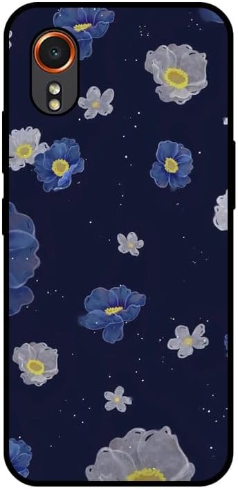 Case compatible with Samsung Galaxy Xcover 7,Silky-Soft Touch Protective Phone cover Shockproof Ultra Slim Thin Silicone Anti-Fingerprint Anti-Scratch Anti-Fall - Blue White Flowers