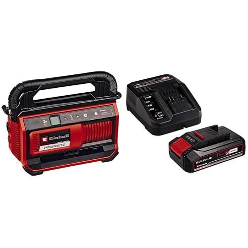 Einhell PRESSITO 1825 - Solo, Cordless Compressor and Einhell 18V 2.5 Ah PXC Starter Kit Startup Set