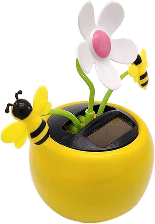 Apple Blossom Solar Dancing Flower Sunflower Toys,Solar Dancing Ornament,Car Swinging Dancing Toy Car Windowsill Decoration Honey Bee Swing Toys Gifts