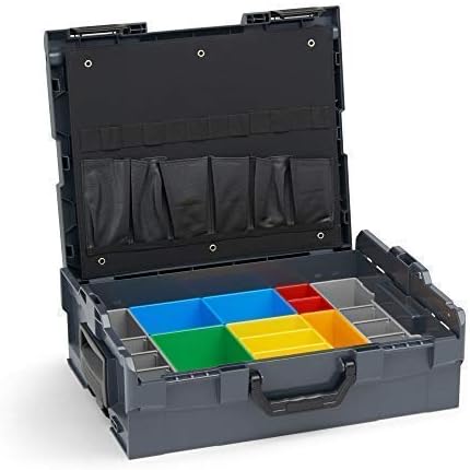 Large Tool Box L Box 136 (Anthracite) Including Inset Box Set H3 & Tool Card Empty Screw Case Plastic Stackable Sorting Box