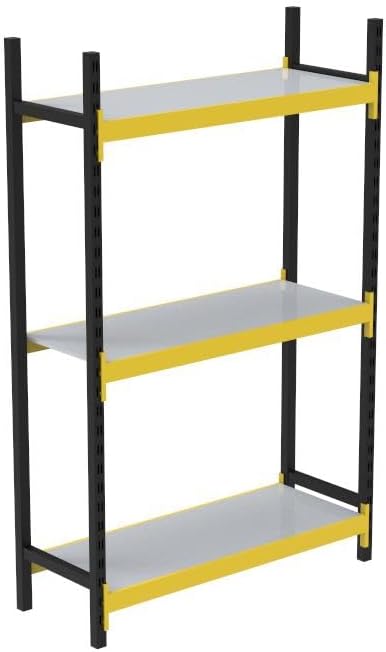 3 Katlı Tekli Midi Rack - Ekonomik Depo, Arşiv, Kiler Rafı Siyah-Turuncu 46x150 cm 100 cm