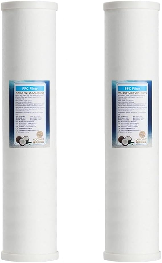 2-Pack PPC Composite Filter cartridges, 20x4.5in, 1-Micron Filtration, Suitable Commercial Kitchens, Factory pretreatment, and Large-Scale Water Treatment Equipment