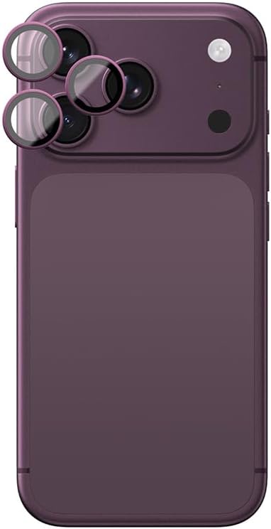 Apple iPhone 18 Pro/iPhone 18 Pro Max Parlama Önleyici Kamera Lens Koruyucu + Kolay Uygulama Aparatlı, Burgonya