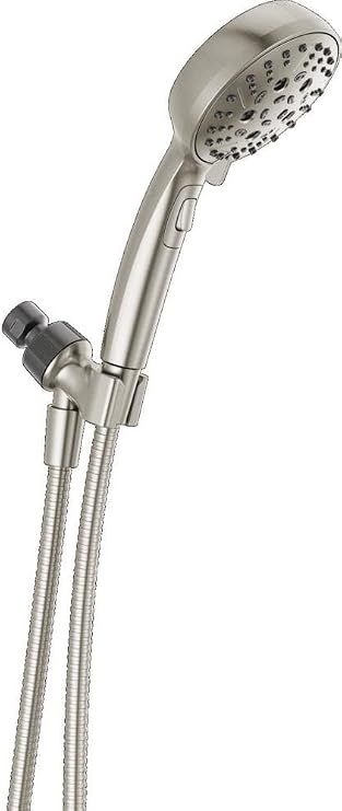 Delta Faucet 6 Ayar El Tipi H2Okinetic Duş Başlığı, Hortumlu Fırçalanmış Nikel Duş Başlığı, El Duş Başlığı, Çıkarılabilir Duş Başlığı, El Duşu 1.75 GPM, Paslanmaz 75536SN