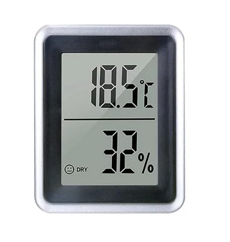 LABO Muli-Functional Digital Thermometer Hygrometer Large Display Digital Hygrometer Black Silver