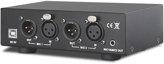 MC2 2チャンネル 48V ファントム電源 コンデンサーマイク音楽録音機器2チャンネル用のオーディオインターフェースを接続する3.5mmオーディオケーブル付き