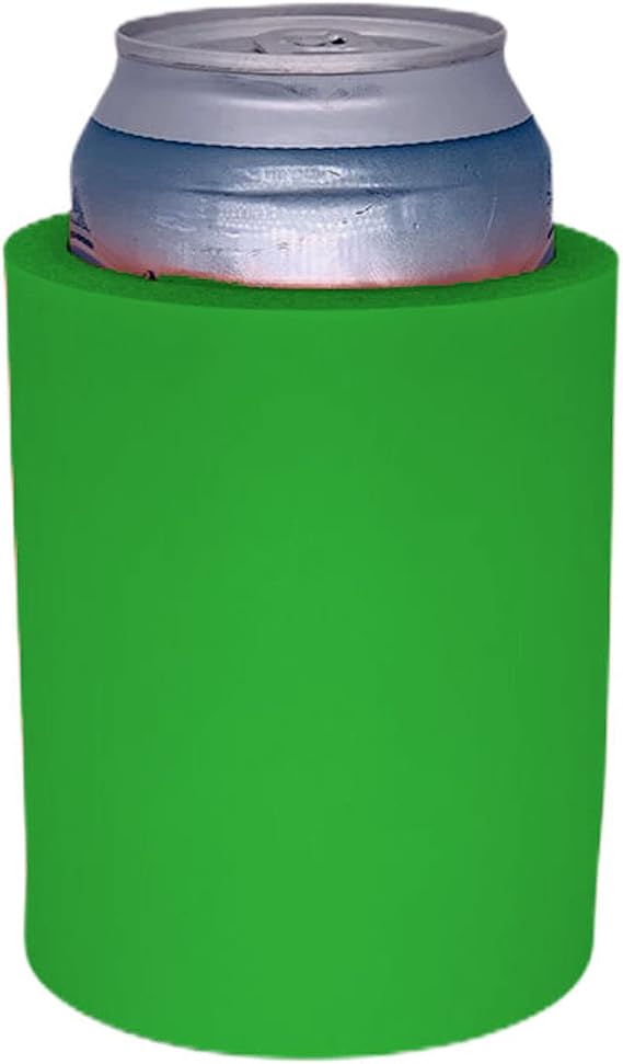 Blank Thick Foam ''Old School'' Style Drinks Cooler Can Cooler(s) (2, Lime Green)