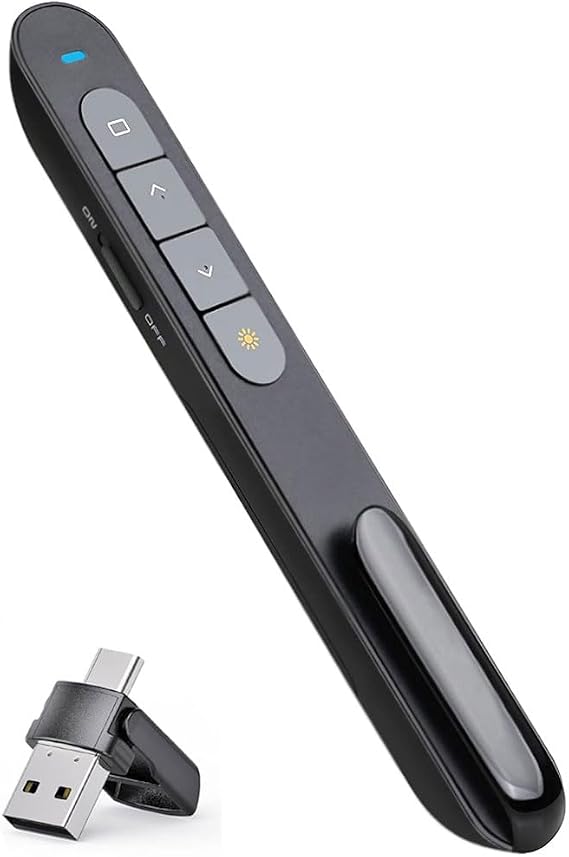 2-in-1 USB Type C Presentation Clicker for PowerPoint Remote, Hyperlink Wireless Presenter Remote Presentation Pointer,USB Presentation Remote Slide Advancer PPT Clicker for Computer Laptop Mac