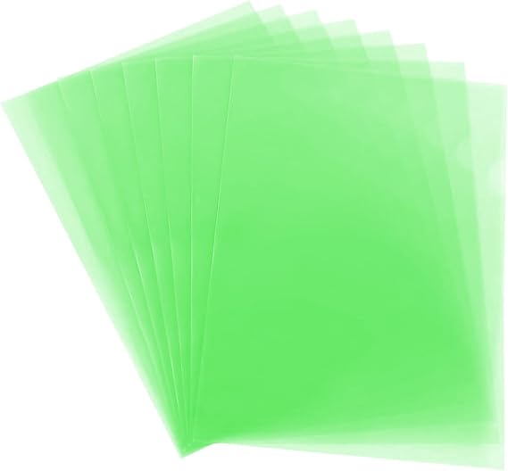 50 Pcs - A4 Cut Flush Plastic Folders Open Top & Side Cut Flush File Cover Sleeves Gloss & Plain 12mm L-Type Project Pockets Report File Document Storage Wallet Sheet Protectors -