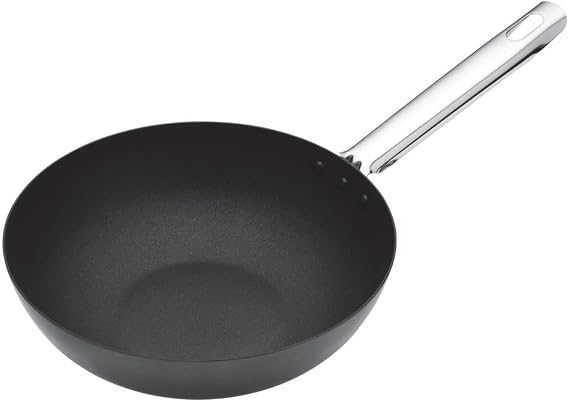 MasterClass Professional Non-Stick Carbon Steel Induction-Safe Wok, 24 cm (9.5")