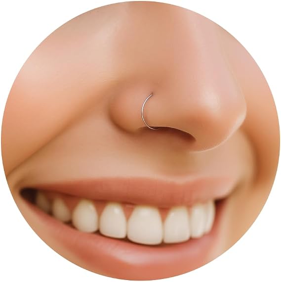 925 Sterling Silver Nose Ring – 7mm Tiny Hoop for Women & Men – Dainty Minimalist Nose Piercing Jewellery – Handmade Hypoallergenic Silver Hoop for Sensitive Skin - 20 Gauge Nose Rings