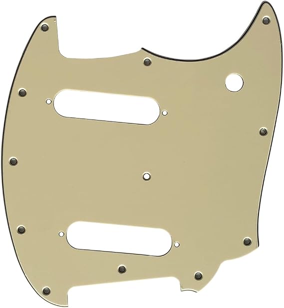 For Fender OffSet Series Mustang Style Guitar Pickguard (3 Ply Vintage Yellow)