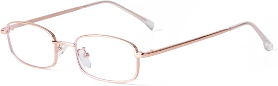 Rectangle Blue Light Blocking Glasses Narrow Clear Len Metal Frame