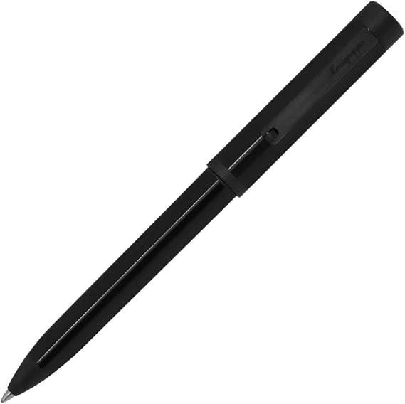 Montegrappa Zero Ballpoint Pen Stainless Steel and Montegrappite Resin Ultra Black Length 14.3 cm ISZEIBIC