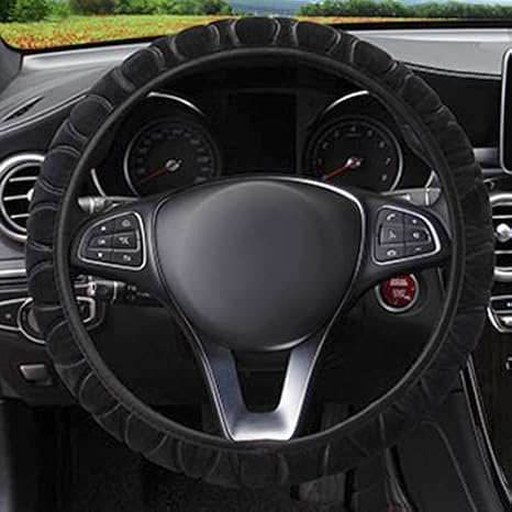Anti-slip Fluffy Plush Steering Wheel Cover Soft Furry Winter Warm Vehicle Car Steering Wheel Protector Stretch On Universal Fit 37-39cm