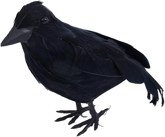 Artificial Feather Crow Halloween Black Raven Realistic Small Props for Halloween Party Indoor Outdoor Decorations