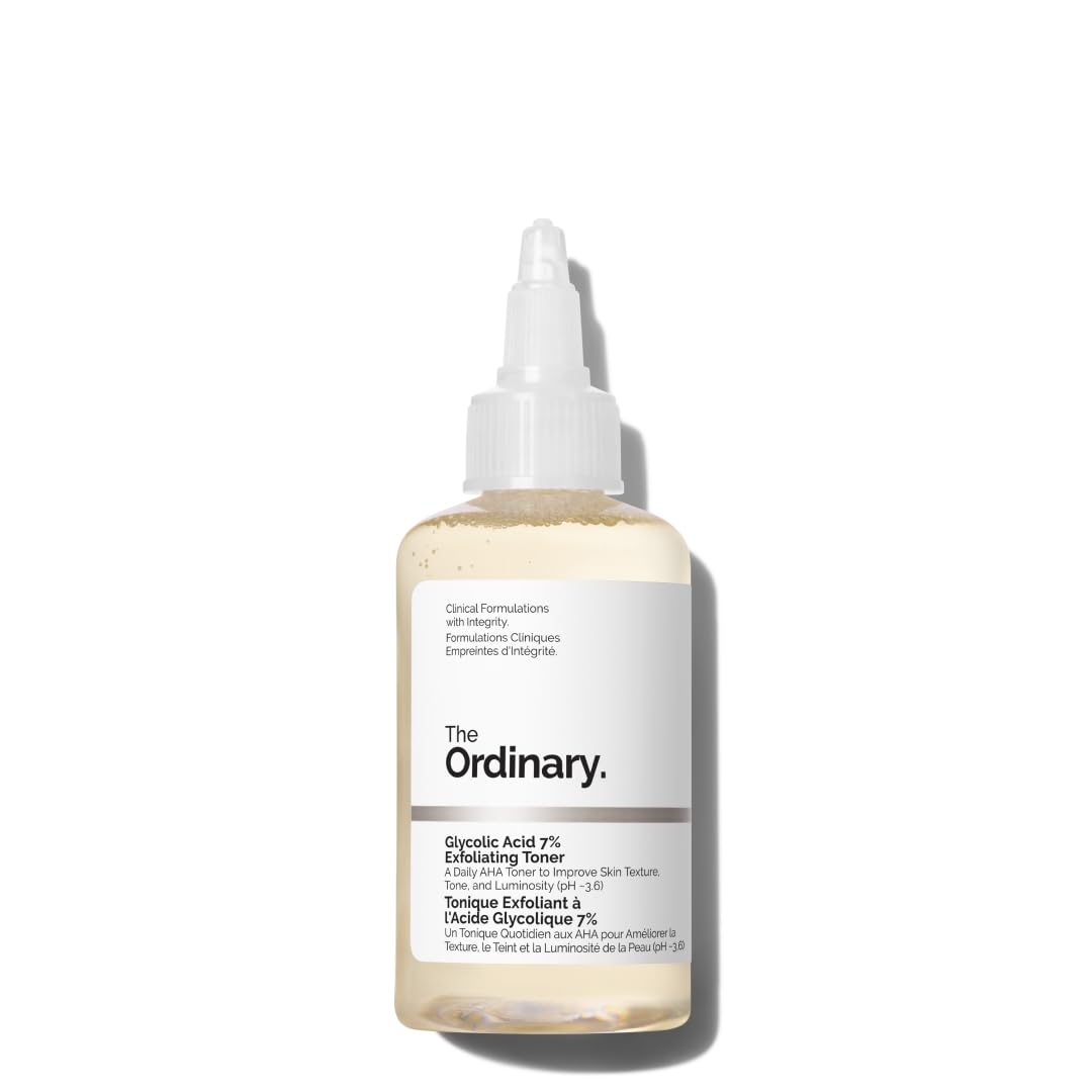 The Ordinary Glycolic Acid 7% Exfoliating Toner, Tónico Exfoliante con Ácido Glicólico, Tónico diario iluminador y suavizante para un tono de piel más uniforme, 240 ml