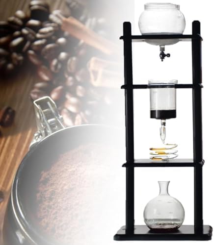 Cold Brew Coffee Maker with Glass Container and Wood Stand for Commercial Office Use, Large Capacity Iced Coffee Drip System