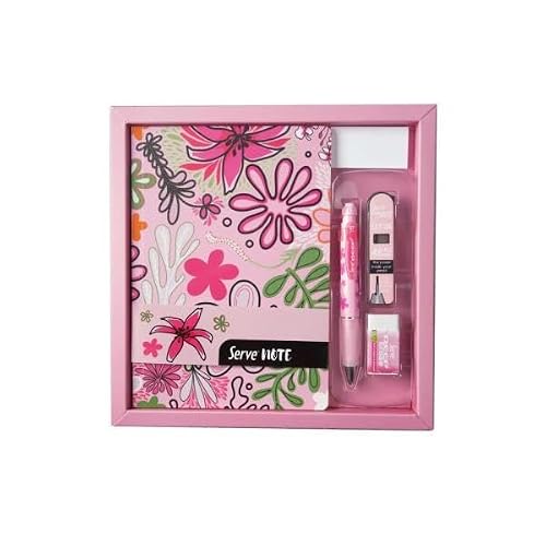 Serve Notebook Set - Patterned Candy Pink In Special Box