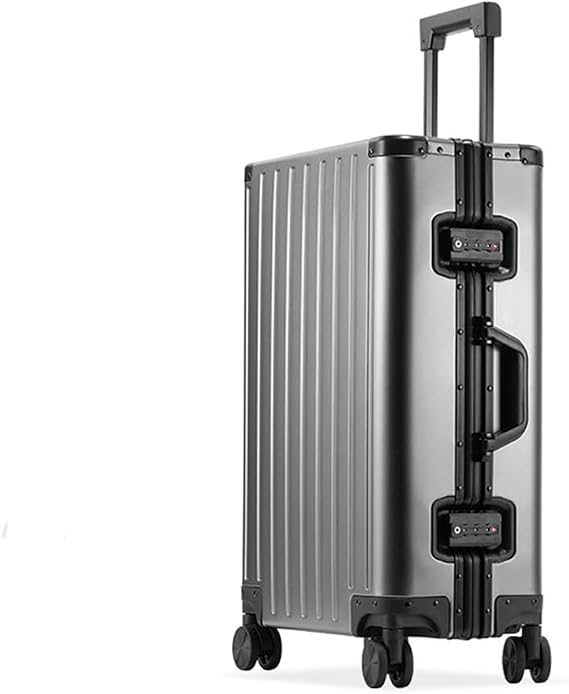 Aoun All Metal Hard Cabin Suitcase Hand Luggage with Wheels, All Aluminium Rigid Luggage with Lock, Luggage Cabin Wheeled Suitcase All Metal for Business Travel, grey, 73CM-114L, Modern