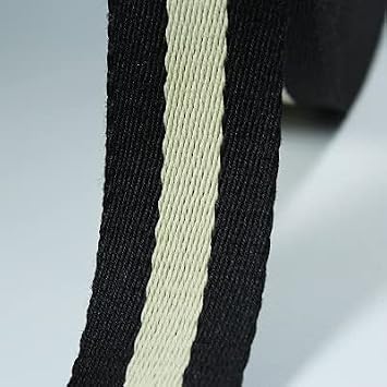 38mm 5 yards 1.4 Inch Wide Twill Webbing Khaki White Striped Polyester Cotton Strap For Bag
