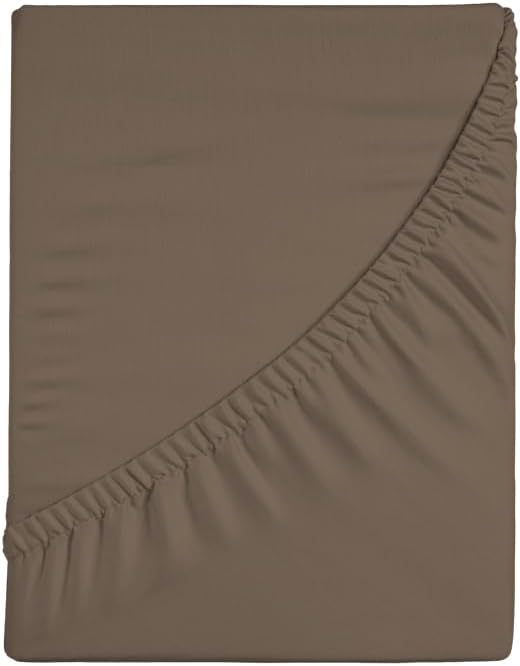 Zer0bed, Fitted Sheet with Corners for Double Bed Solid Colour 100% Cotton 30 cm Corner Maxi 30 cm, Brown, 180 x 200 cm