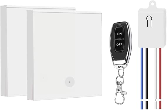 QIACHIP Wireless Light Switch Kit,433Mhz Remote Control 10A Relay receiver controller RF Radio 86 Wall Panel Safety On/Off Switch for Lamp up to 1000W