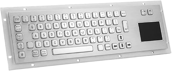 65 Keys Stainless Steel Industrial Metal Keyboard with Touchpad, Custom IK07 Vandal-proof Keypad Integrated Trackpad(PS2 interface)