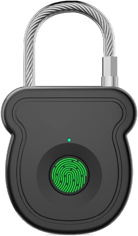 Smart Lock Padlock with Fingerprint Technology for Office and Home 20 Fingerprint Storage Capacity (Black)