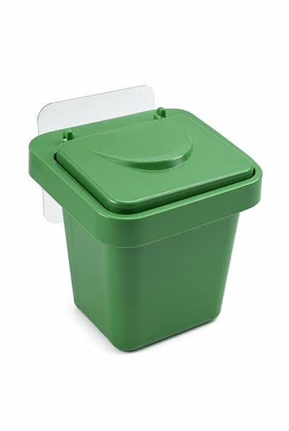 Busstier Duvara Monte Mini Çöp Kutusu ve Küllük, Kapaklı Duvar Tipi Kutu, Çıkarılabilir Metal İç Hazneli, Yapışkanlı Montaj Aparatlı, Asorti Renk