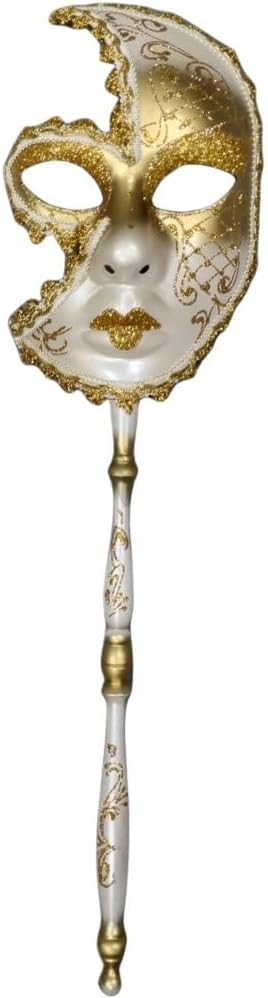 HiyyFloy Masquerade Mask with Holding Stick - Carnival Mardi Gras Mask for Performance and Fancy Dress Dancing