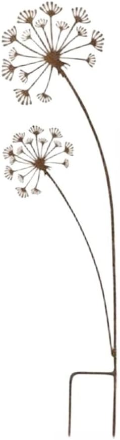 Metal Garden Ornaments, Rustic Iron Garden Stake With Dandelion Silhouette, Antique Metal Plant Decoration For Flower Beds Patio Outdoor Yard(A)